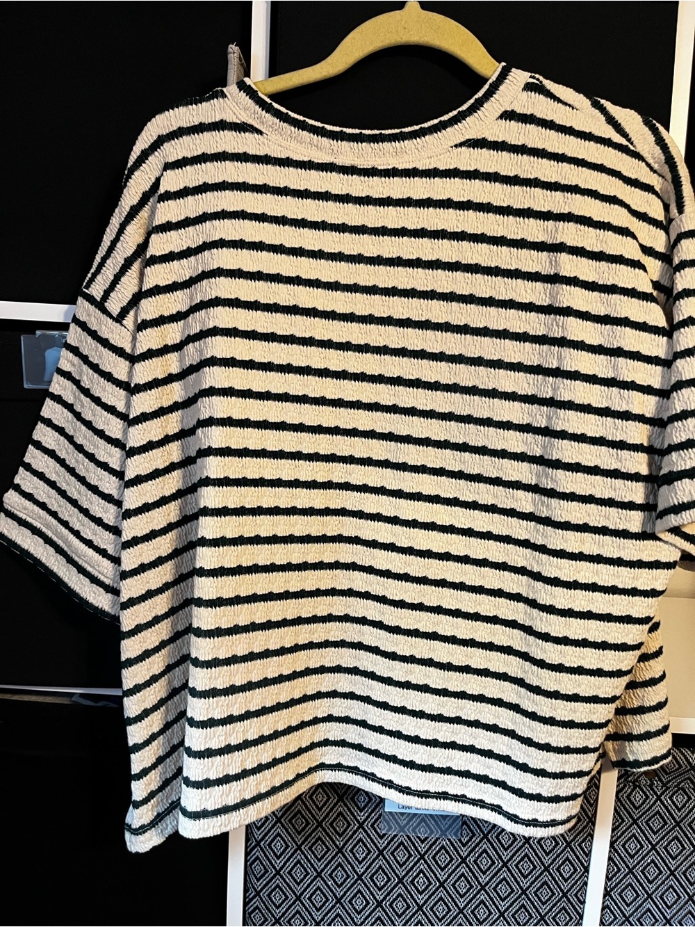 Zenana Outfitters Cream Top with Black Stripes
